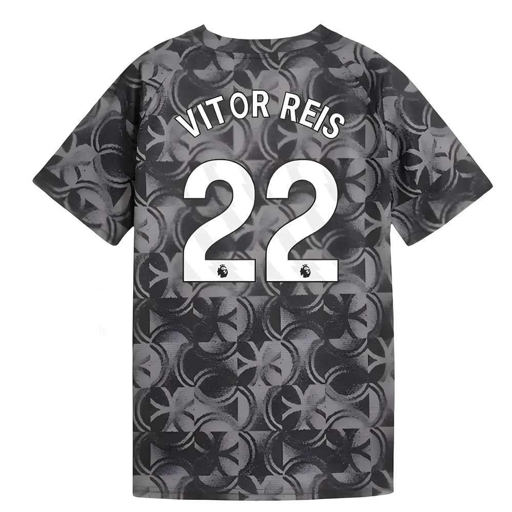 2025-2026 Man City Warm Up Jersey (Black) - Kids (Vitor Reis 22)_0