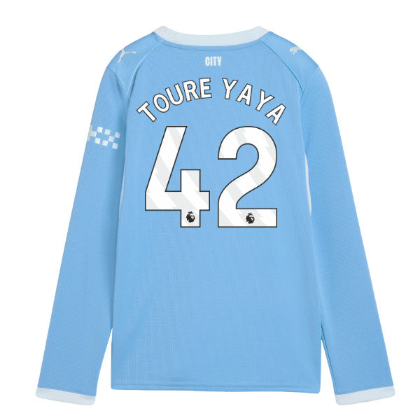 2026-2027 Man City Home Long Sleeve Shirt (Kids) (Toure Yaya 42)_0