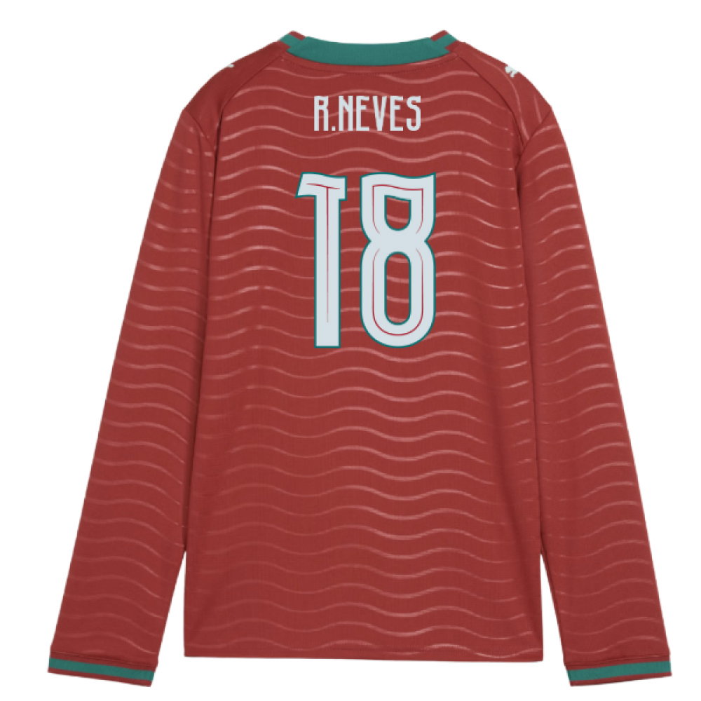 2026-2027 Portugal Long Sleeve Home Shirt (Kids) (R.Neves 18)_0