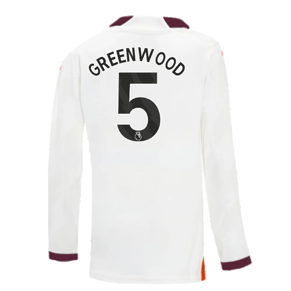 2023-2024 Man City Long Sleeve Away Shirt (Kids) (Greenwood 5)_2