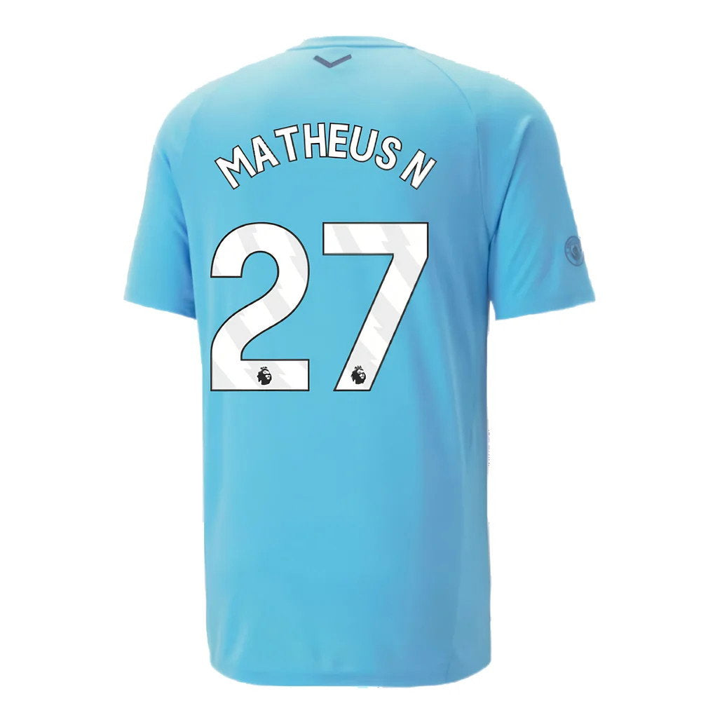 2023-2024 Man City Casuals Tee (Blue Wash) - Kids (Matheus N 27)_2