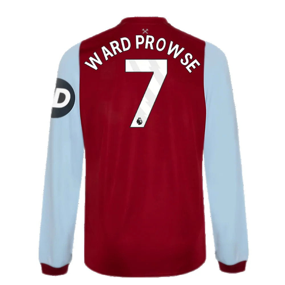 2023-2024 West Ham Long Sleeve Home Shirt (Kids) (Ward Prowse 7)_2