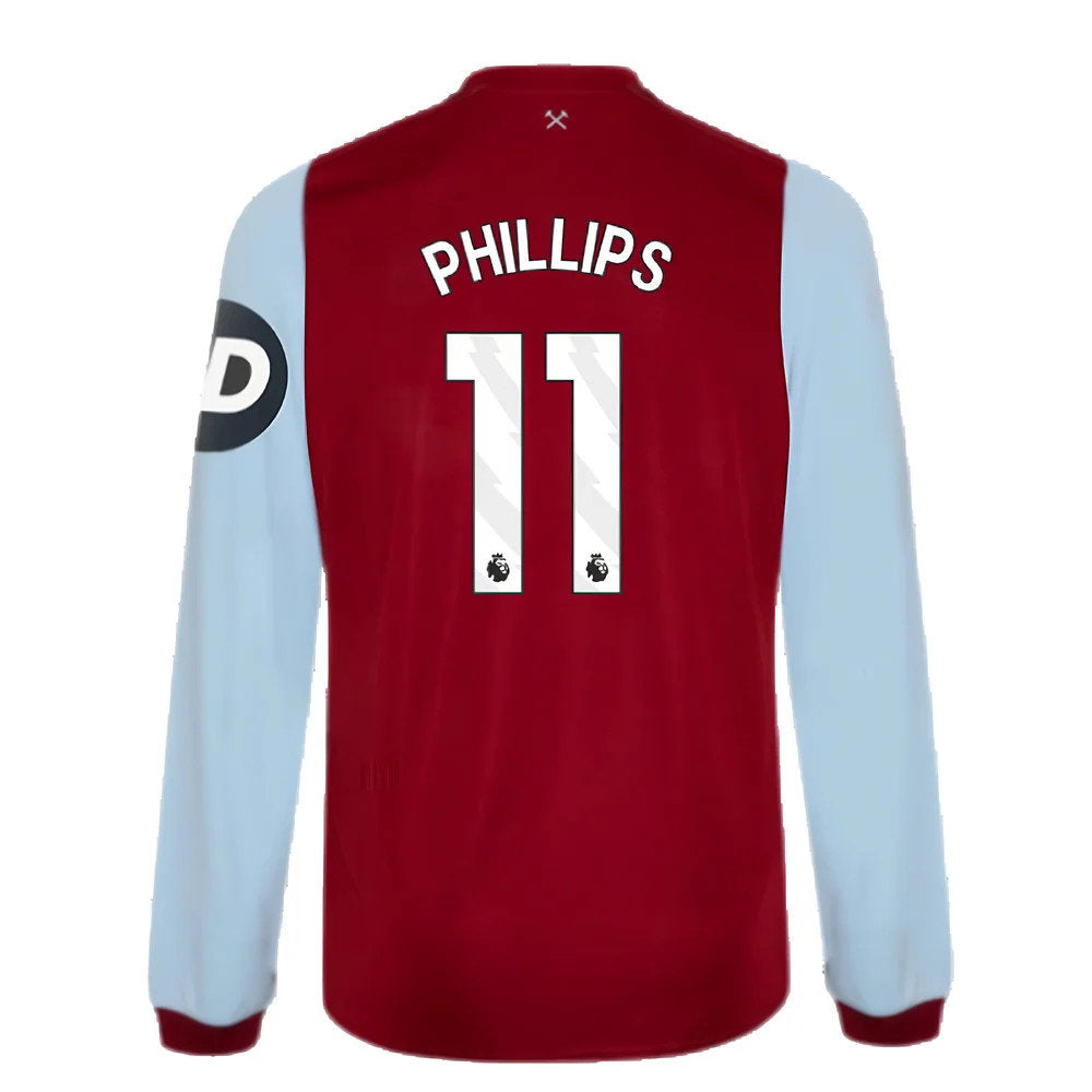 2023-2024 West Ham Long Sleeve Home Shirt (Kids) (Phillips 11)_2