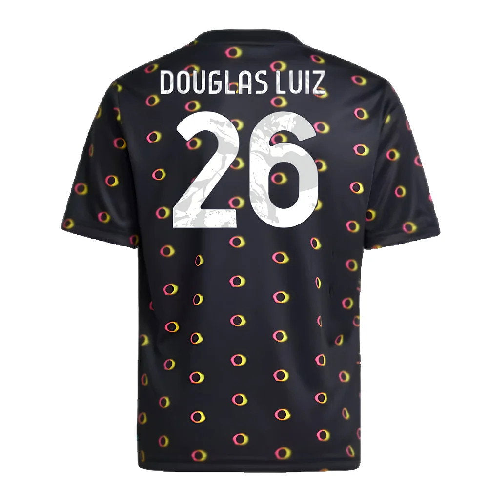 2024-2025 Juventus Pre-Match Shirt (Black) - Kids (Douglas Luiz 26)_2