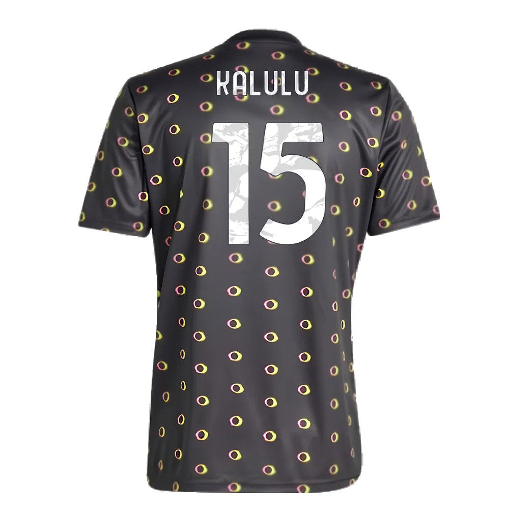 2024-2025 Juventus Pre-Match Shirt (Black) (Kalulu 15)_2