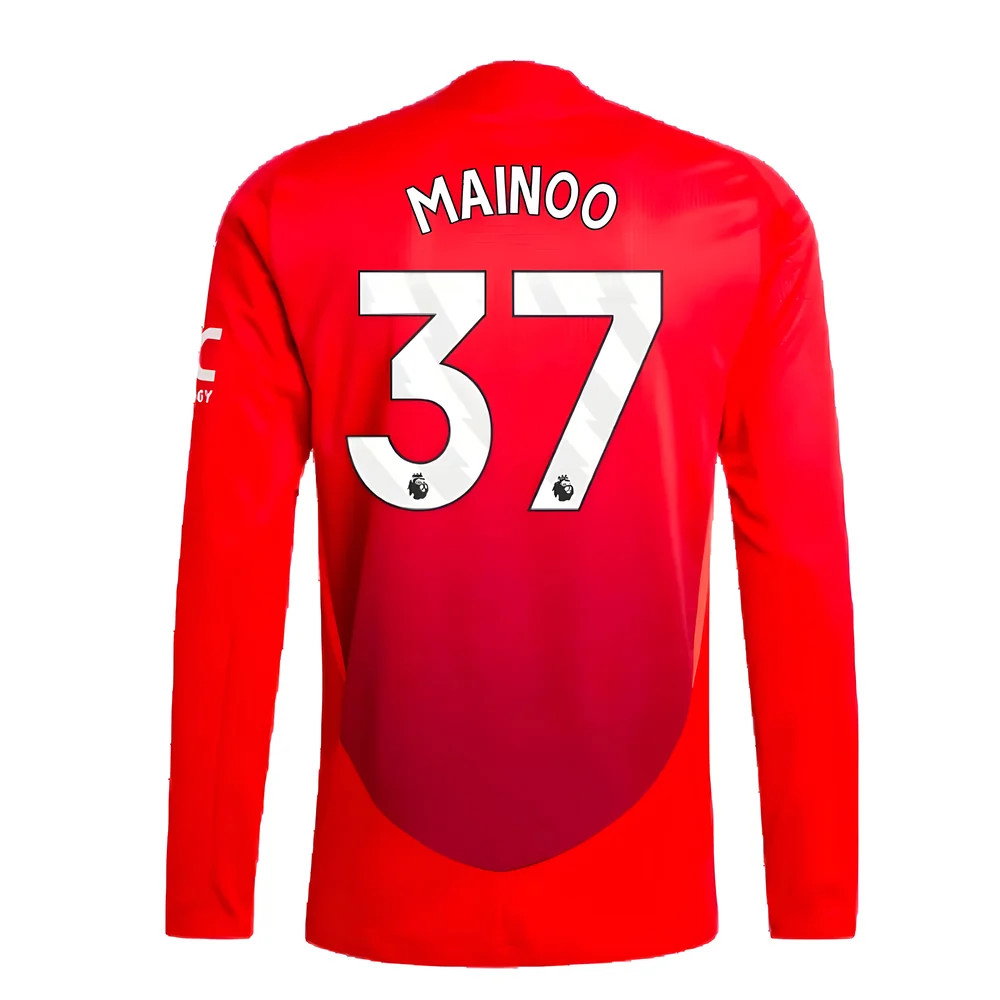 2024-2025 Man Utd Authentic Long Sleeve Home Shirt (Mainoo 37)_2