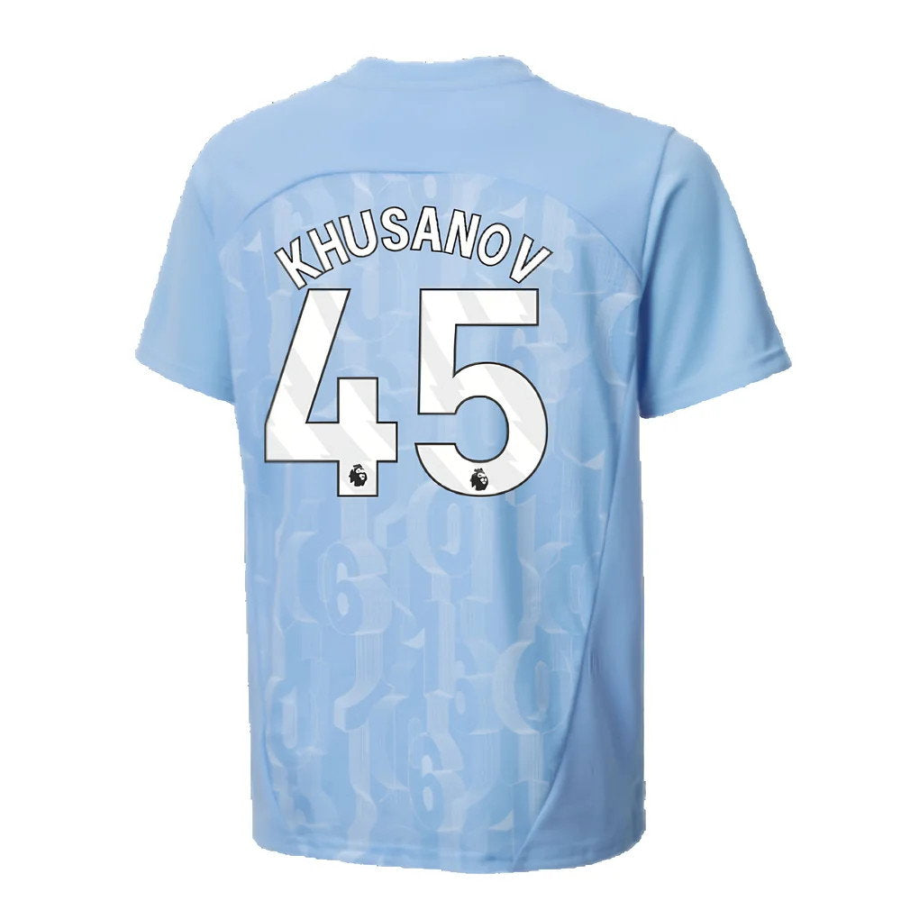 2024-2025 Man City Prematch SS Shirt (Light Blue) - Kids (Khusanov 45)_2