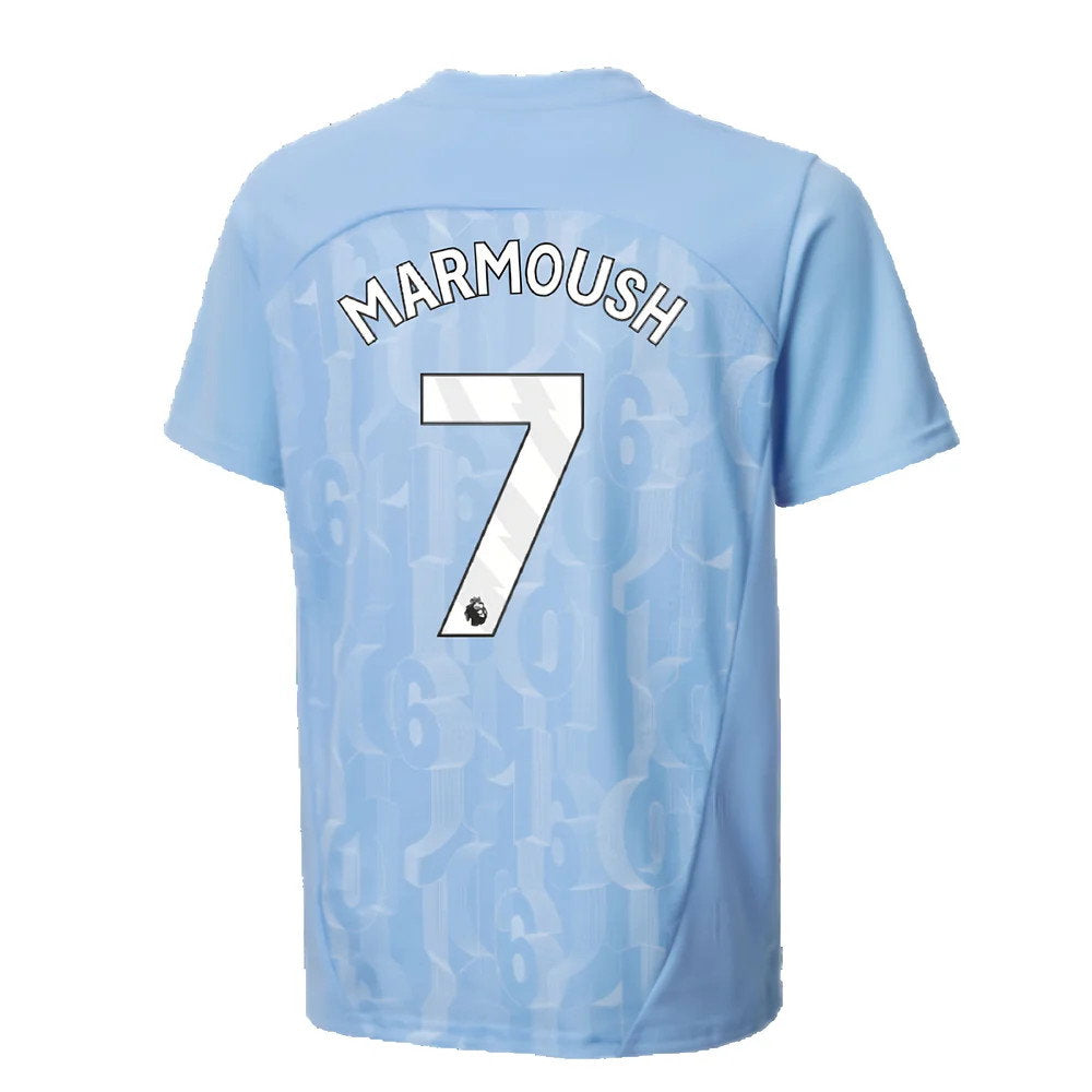2024-2025 Man City Prematch SS Shirt (Light Blue) - Kids (Marmoush 7)_2