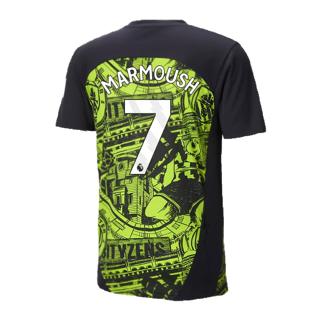 2024-2025 Man City Pre-Match Shirt (Yellow Glow) (Marmoush 7)_2