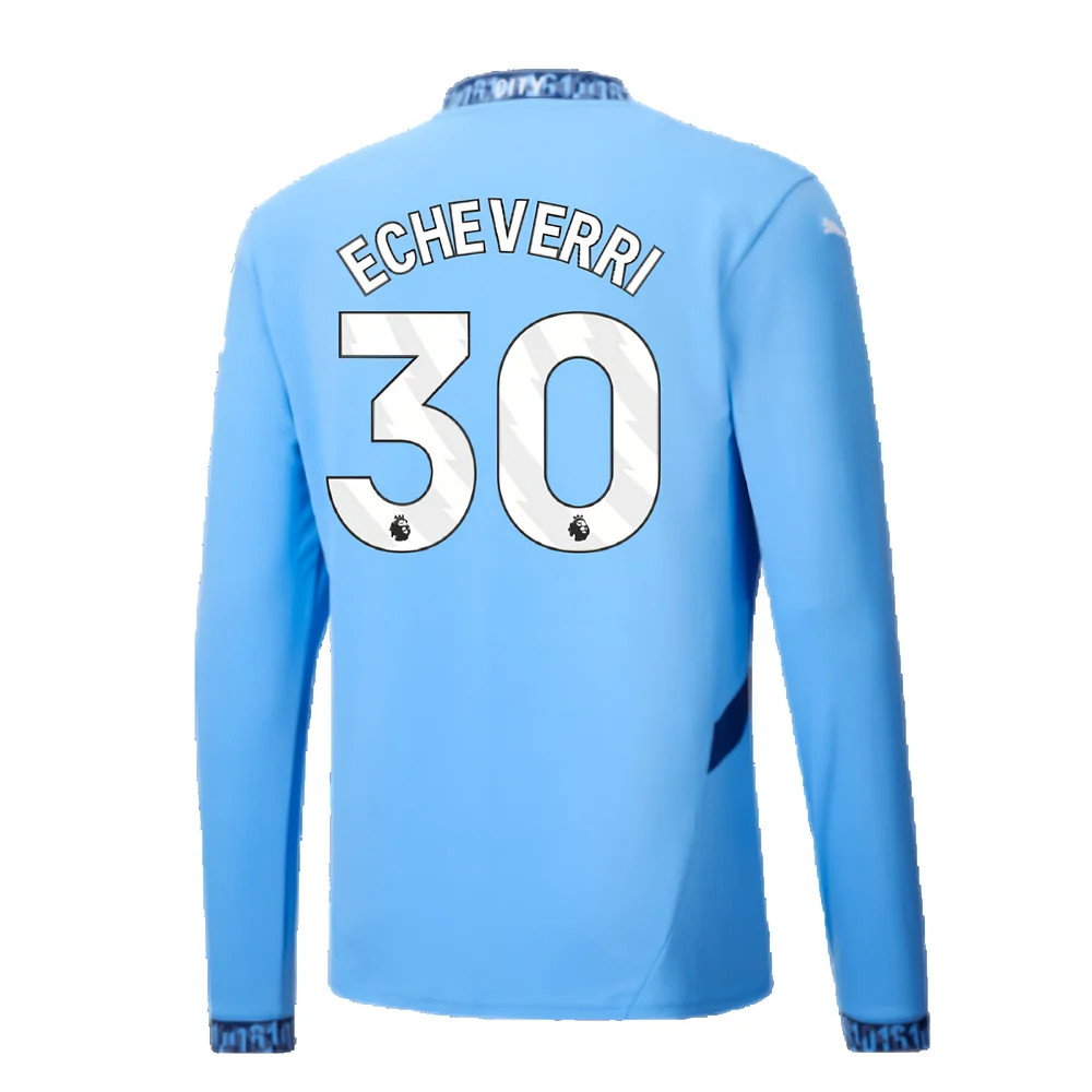 2024-2025 Man City Home Long Sleeve Shirt (Echeverri 30)_2