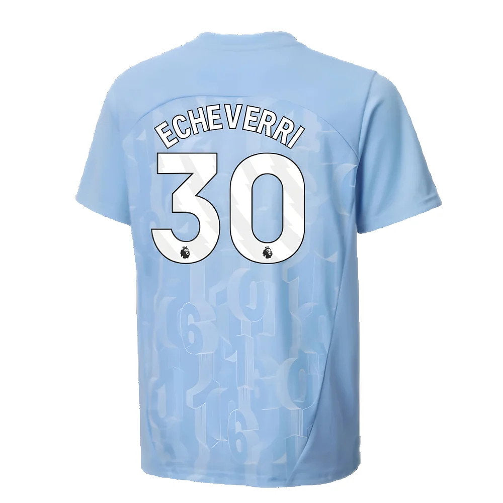 2024-2025 Man City Prematch SS Shirt (Light Blue) - Kids (Echeverri 30)_2