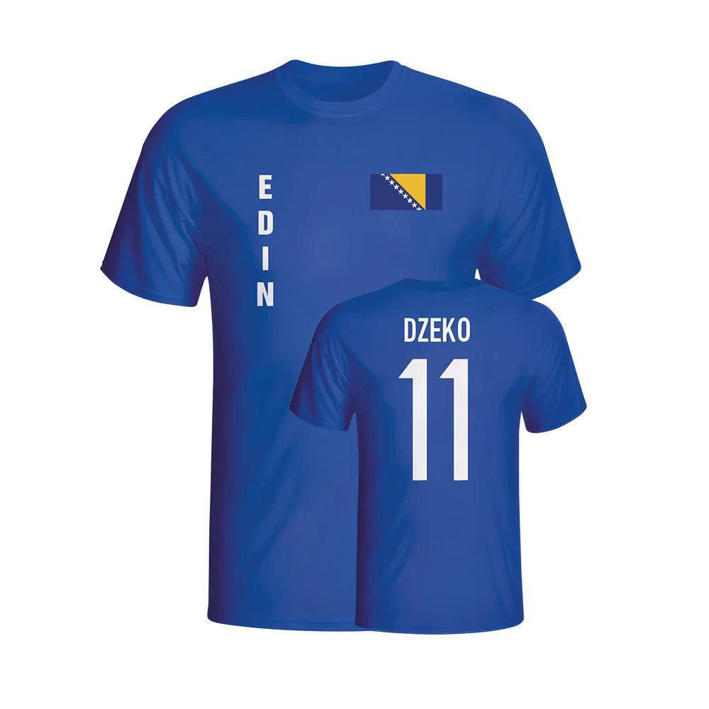 Edin Dzeko Bosnia Flag T-shirt (blue) - Kids_1