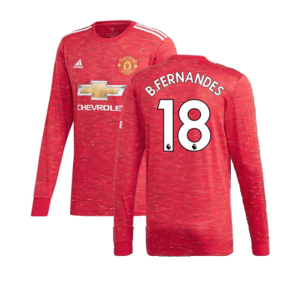 2020-2021 Man Utd Adidas Home Long Sleeve Shirt (B.FERNANDES 18)_0