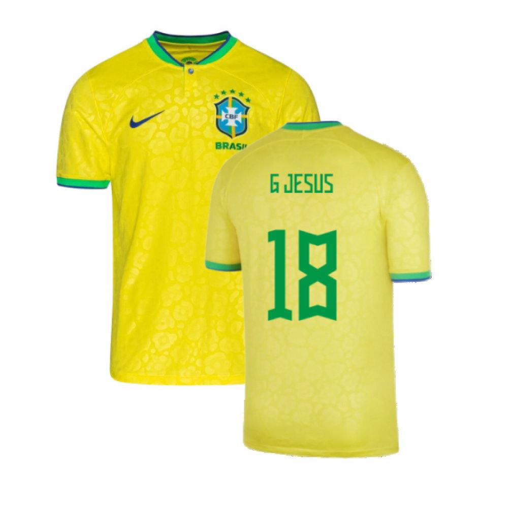 2022-2023 Brazil Little Boys Home Shirt (G Jesus 18)_0