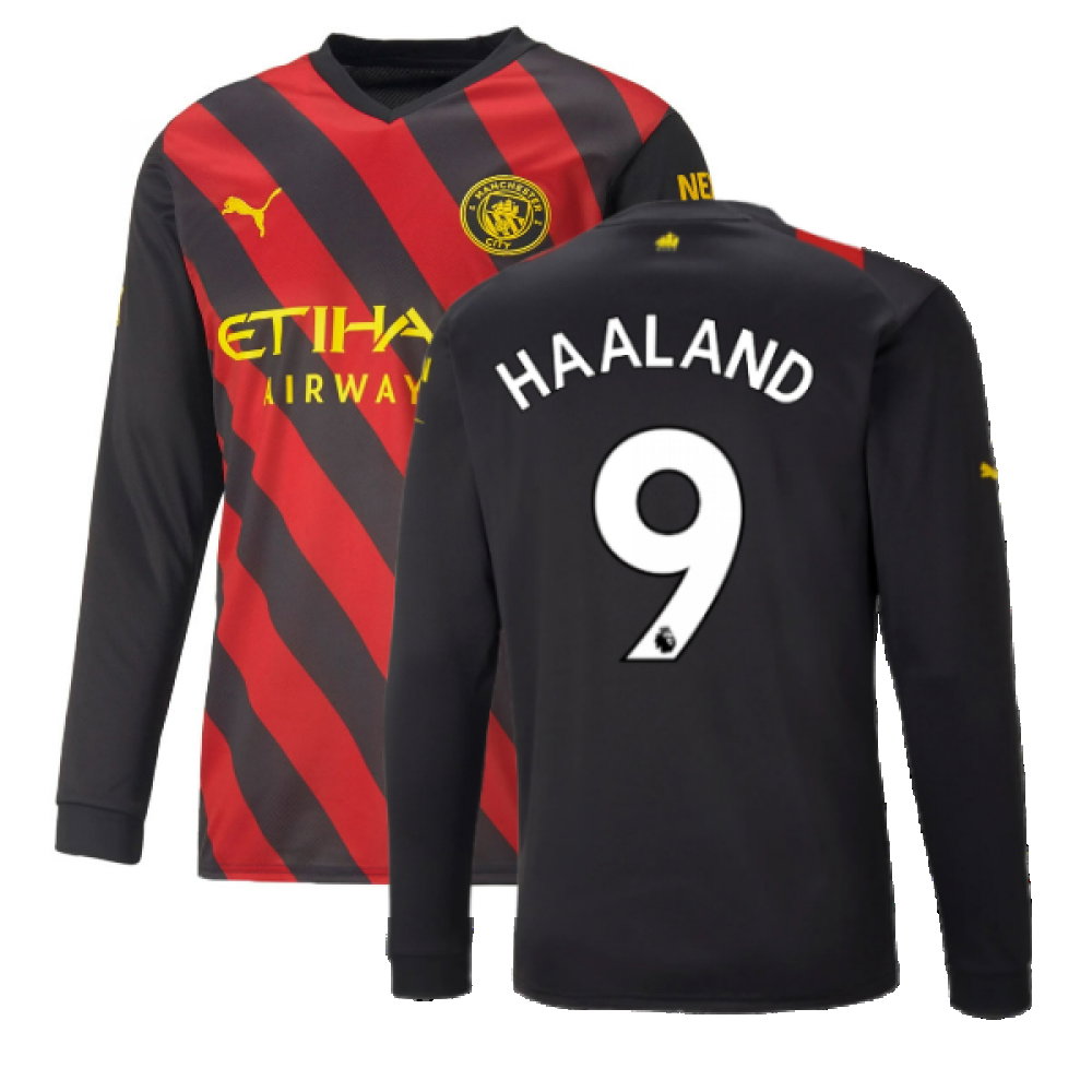 2022-2023 Man City Long Sleeve Away Shirt (HAALAND 9)_0