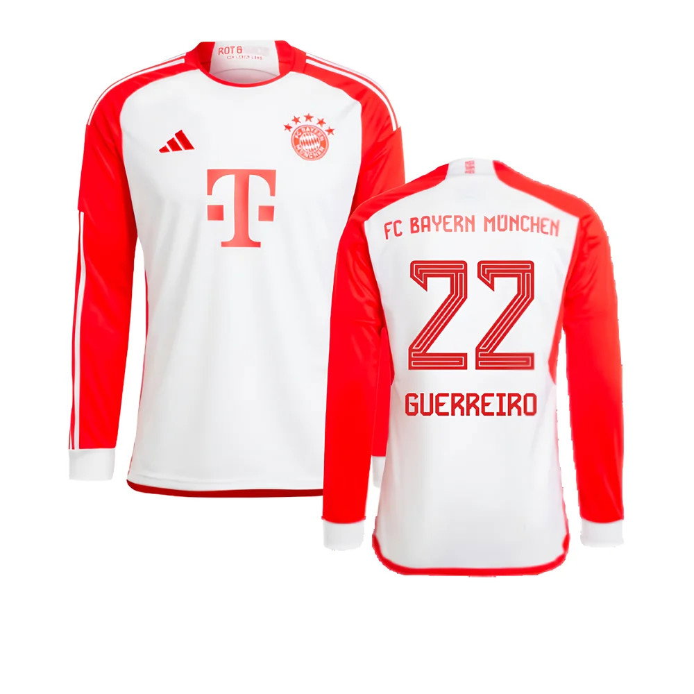 2023-2024 Bayern Munich Long Sleeve Home Shirt (Kids) (Guerreiro 22)_0