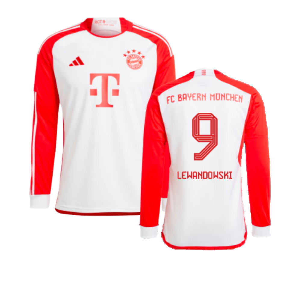 2023-2024 Bayern Munich Long Sleeve Home Shirt (Kids) (Lewandowski 9)_0
