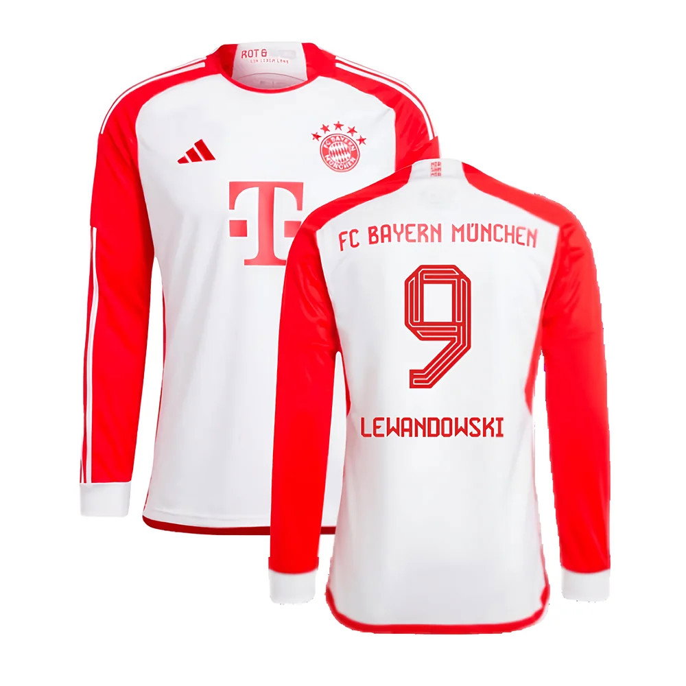 2023-2024 Bayern Munich Long Sleeve Home Shirt (Lewandowski 9)_0