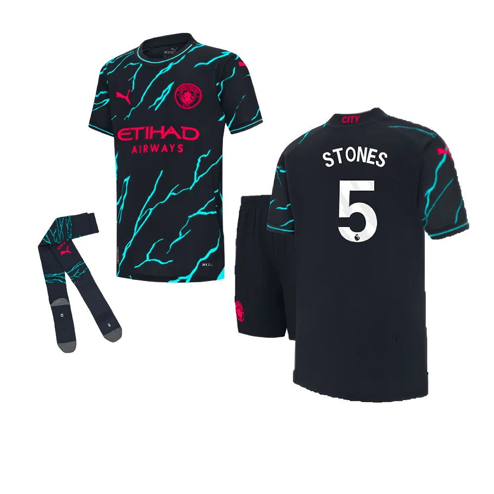 2023-2024 Man City Third Mini Kit (STONES 5)_0