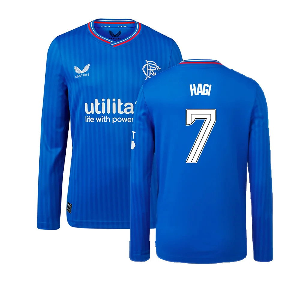 2023-2024 Rangers Long Sleeve Home Shirt (Kids) (Hagi 7)_0