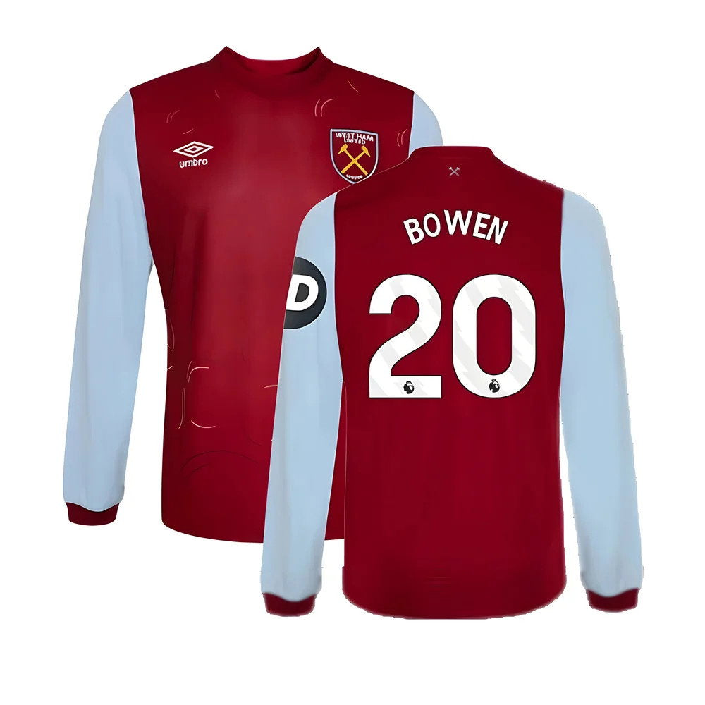 2023-2024 West Ham Long Sleeve Home Shirt (Kids) (BOWEN 20)_0