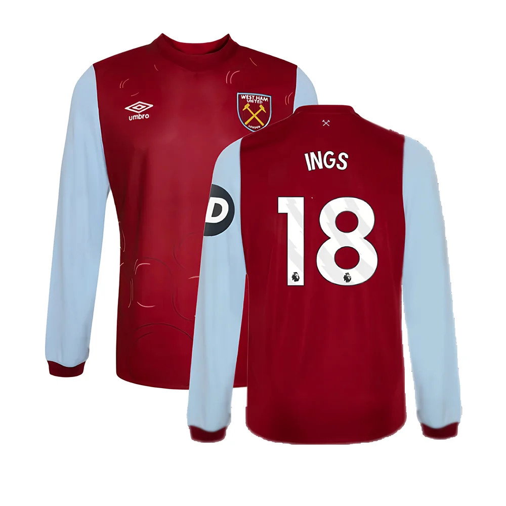 2023-2024 West Ham Long Sleeve Home Shirt (Kids) (INGS 18)_0