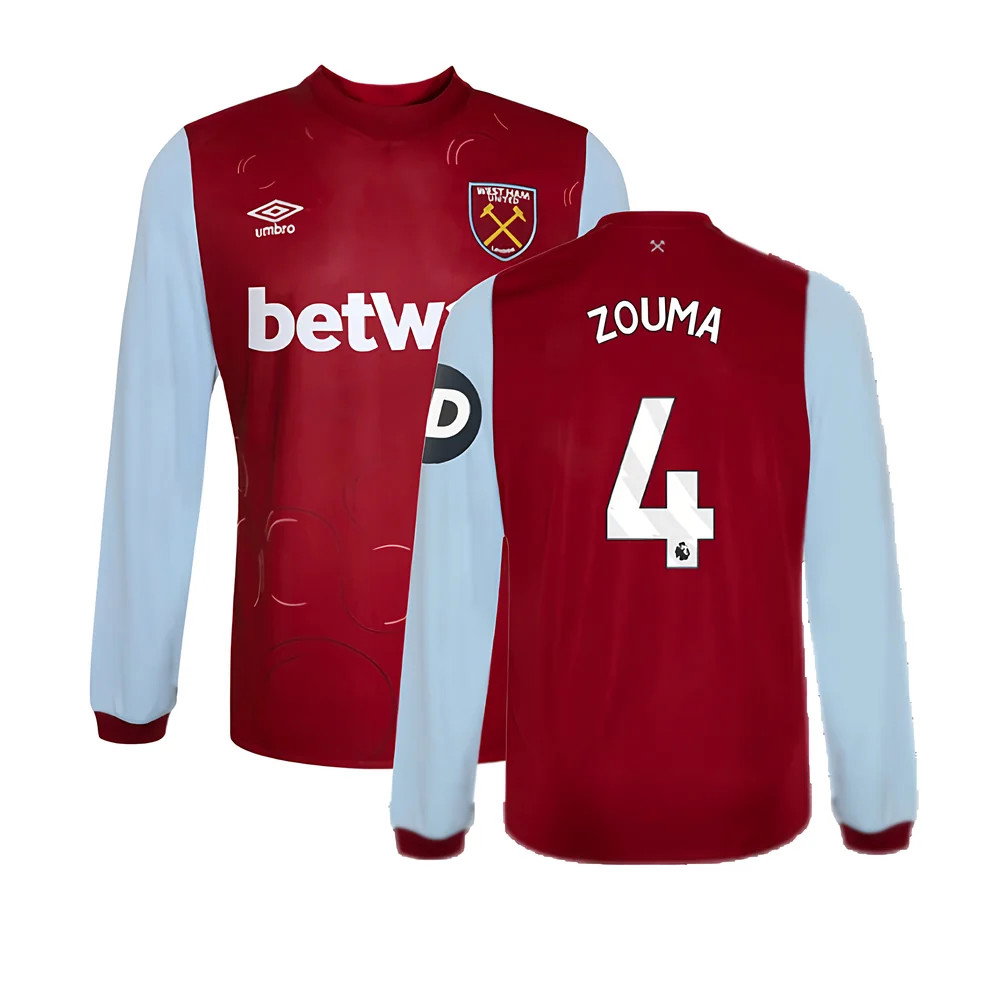 2023-2024 West Ham Long Sleeve Home Shirt (ZOUMA 4)_0