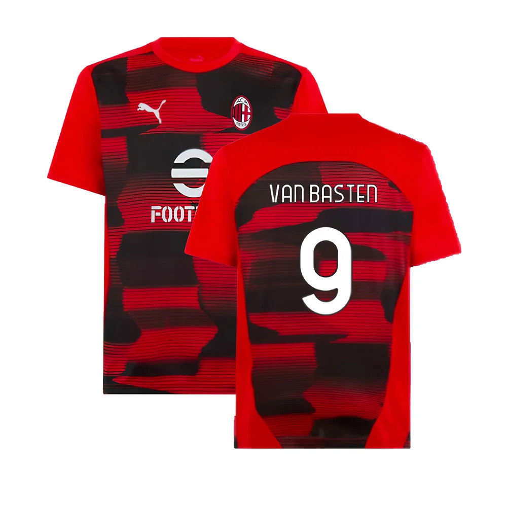2024-2025 AC Milan Prematch SS Shirt (Red) (Van Basten 9)_0