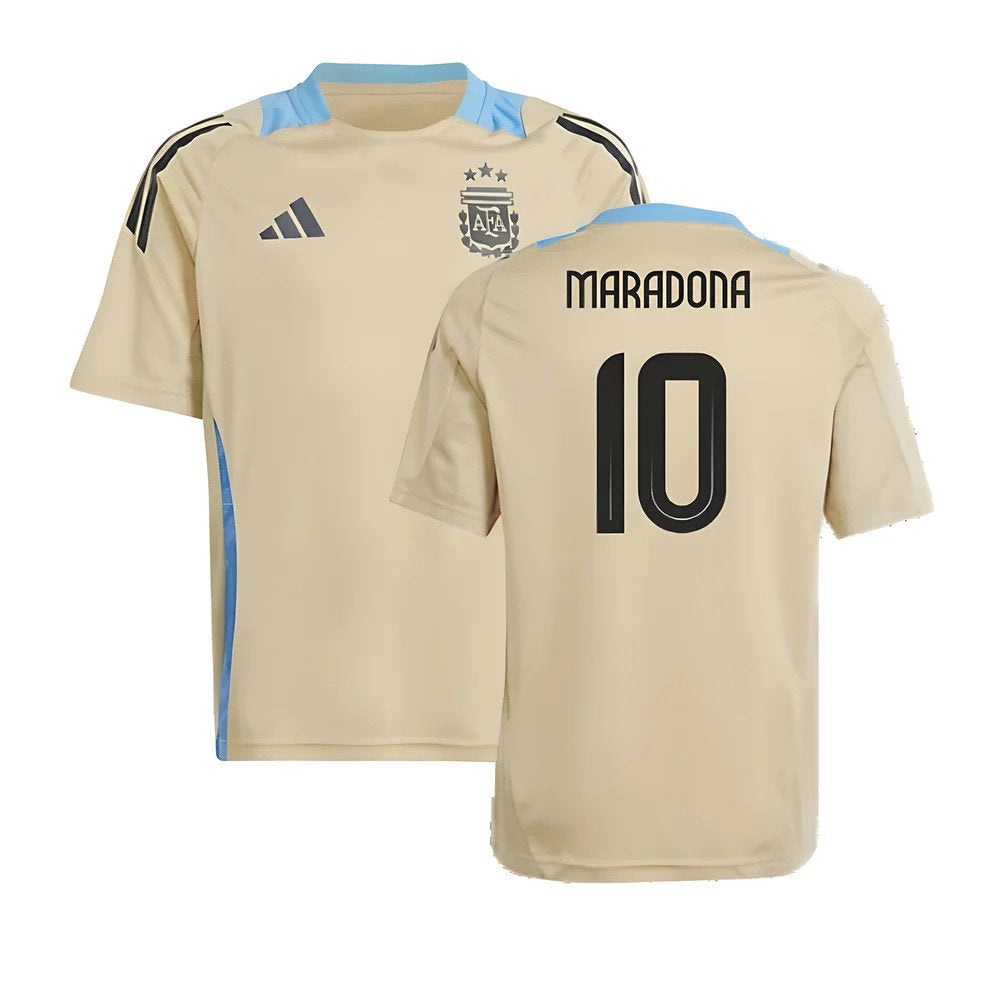 2024-2025 Argentina Training Jersey (Hazy Beige) - Kids (MARADONA 10)_0