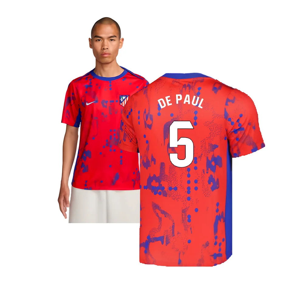 2024-2025 Atletico Madrid Dri-FIT Pre-Match Shirt (Red) (De Paul 5)_0