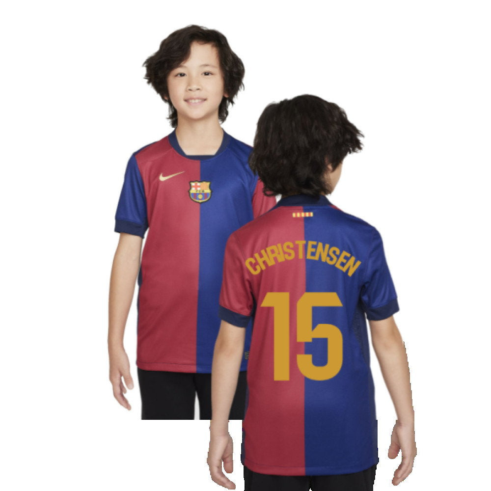 2024-2025 Barcelona Home Shirt (Sponsorless) - Kids (Christensen 15)_0