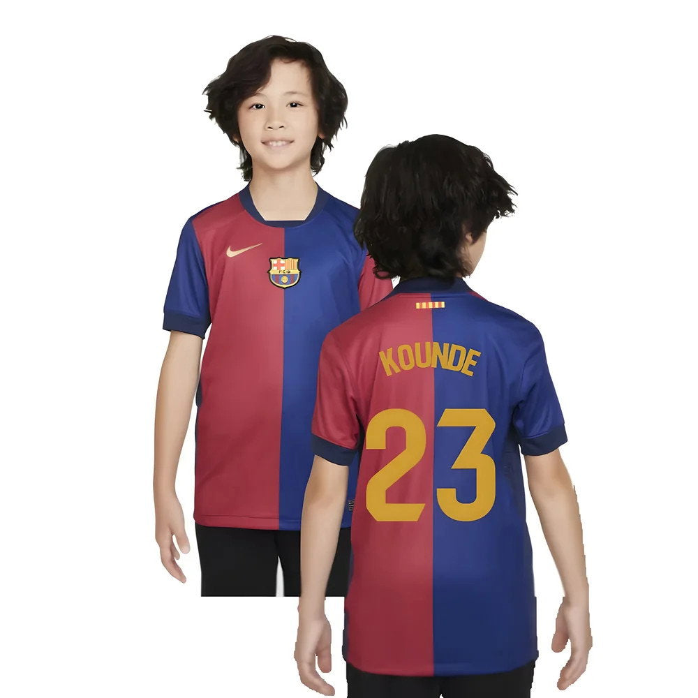 2024-2025 Barcelona Home Shirt (Sponsorless) - Kids (Kounde 23)_0