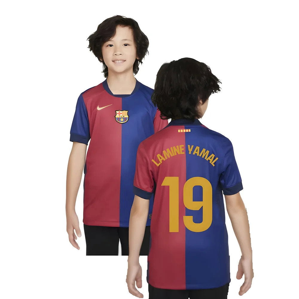 2024-2025 Barcelona Home Shirt (Sponsorless) - Kids (Lamine Yamal 19)_0