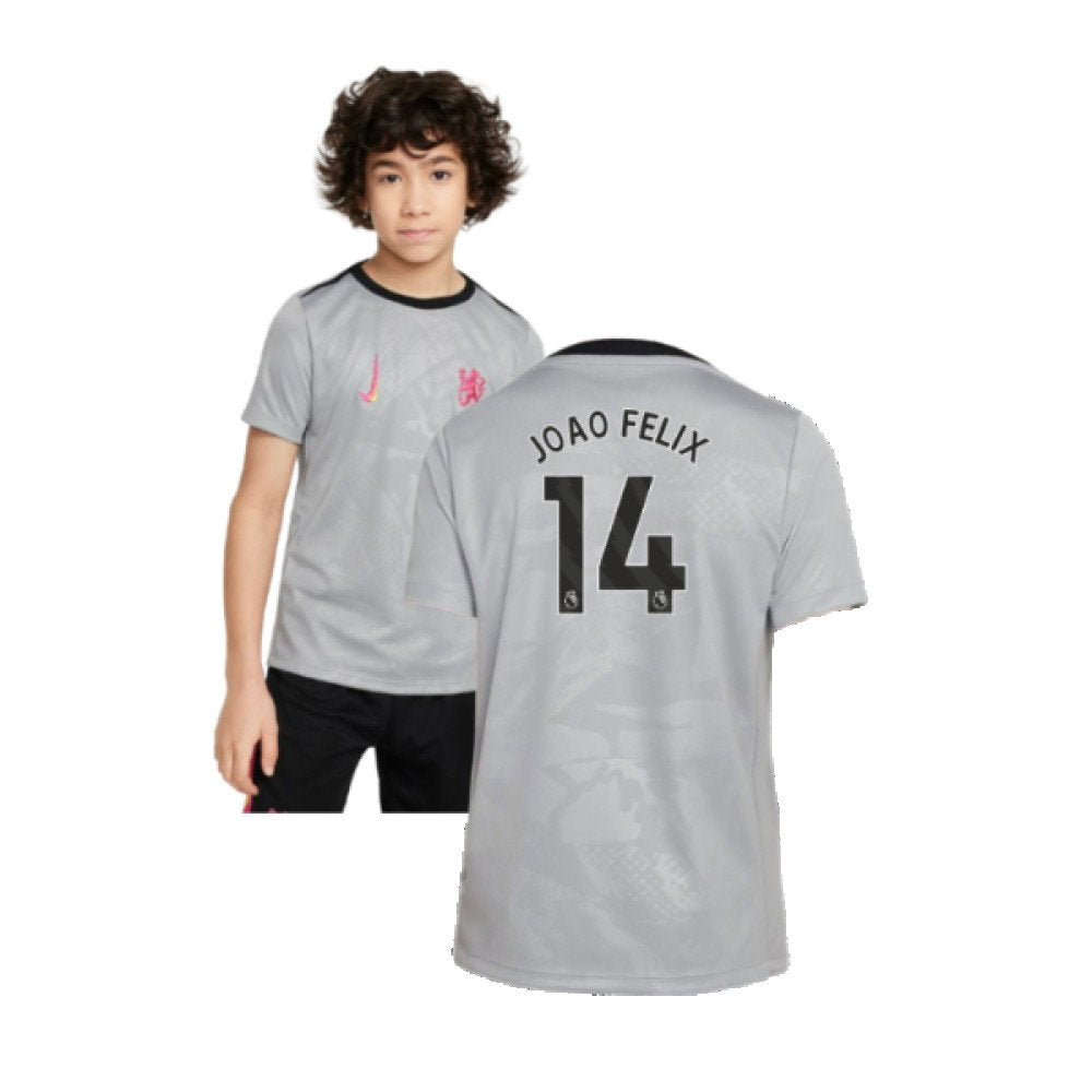 2024-2025 Chelsea Third Academy Pre-Match Shirt (Grey) - Kids (Joao Felix 14)_0