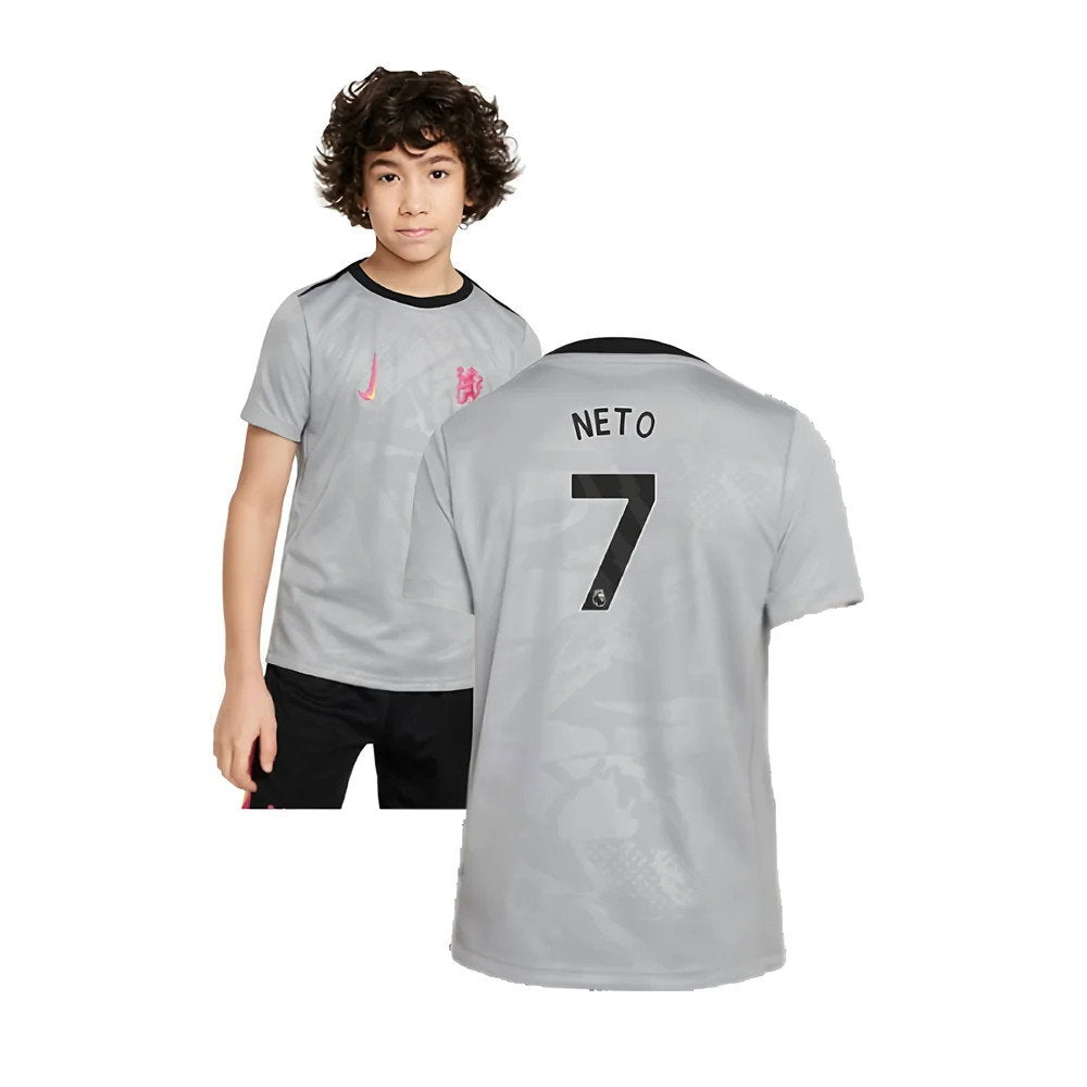 2024-2025 Chelsea Third Academy Pre-Match Shirt (Grey) - Kids (Neto 7)_0