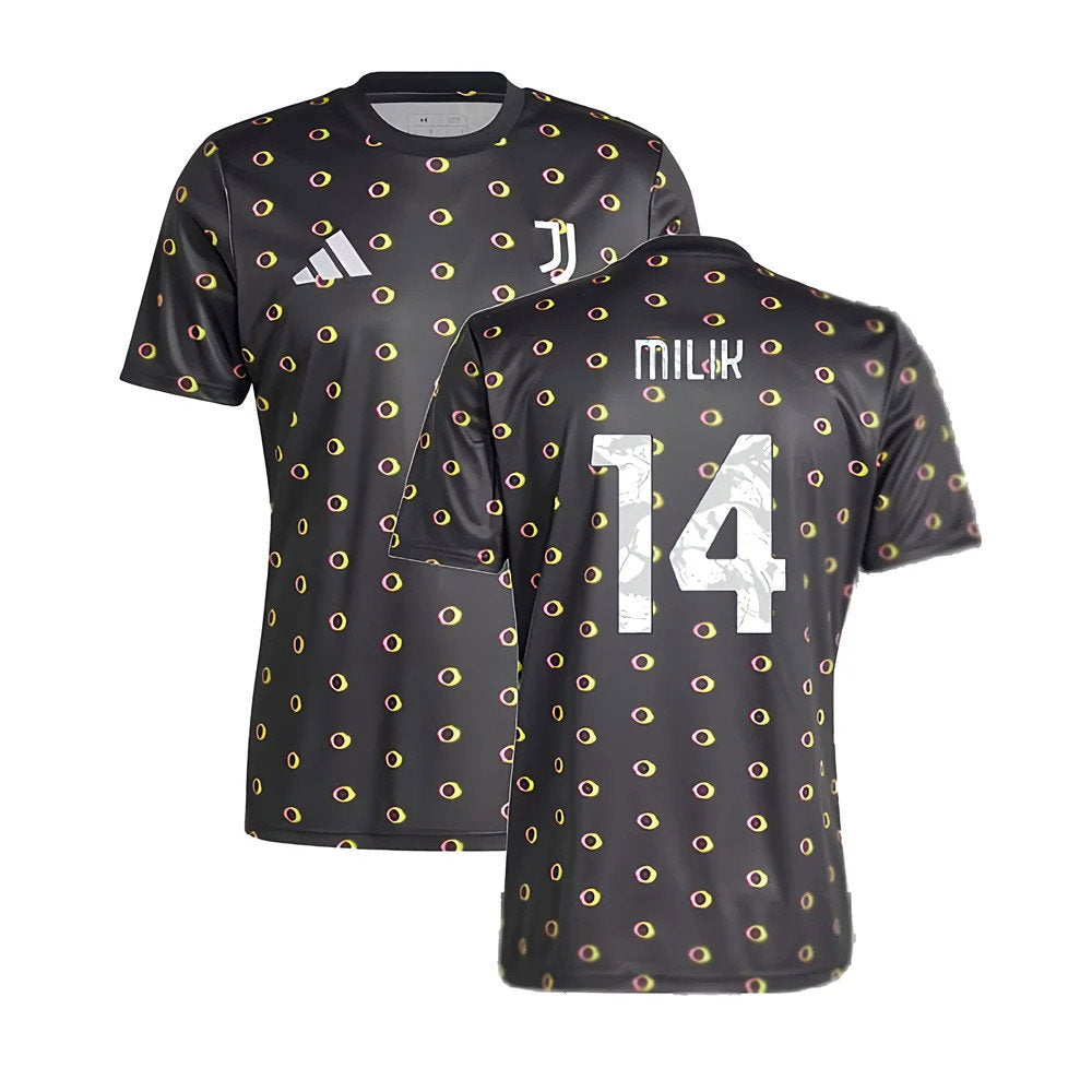 2024-2025 Juventus Pre-Match Shirt (Black) (Milik 14)_0