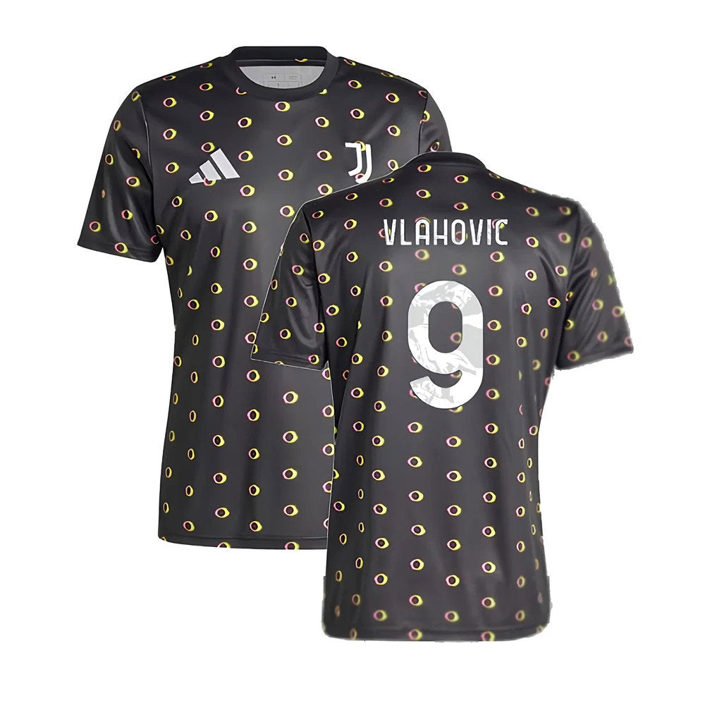 2024-2025 Juventus Pre-Match Shirt (Black) (Vlahovic 9)_0