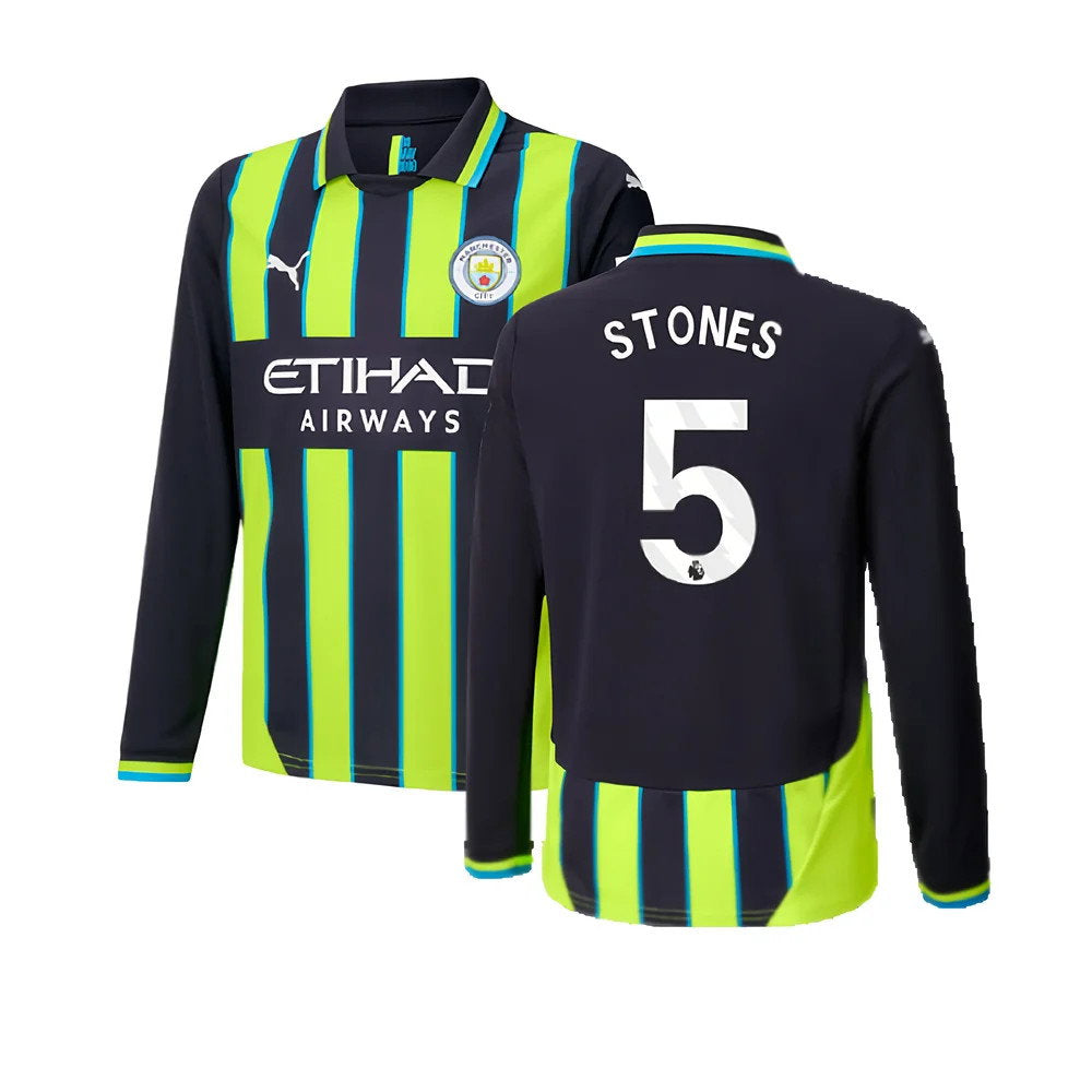 2024-2025 Man City Away Long Sleeve Shirt (Kids) (Stones 5)_0
