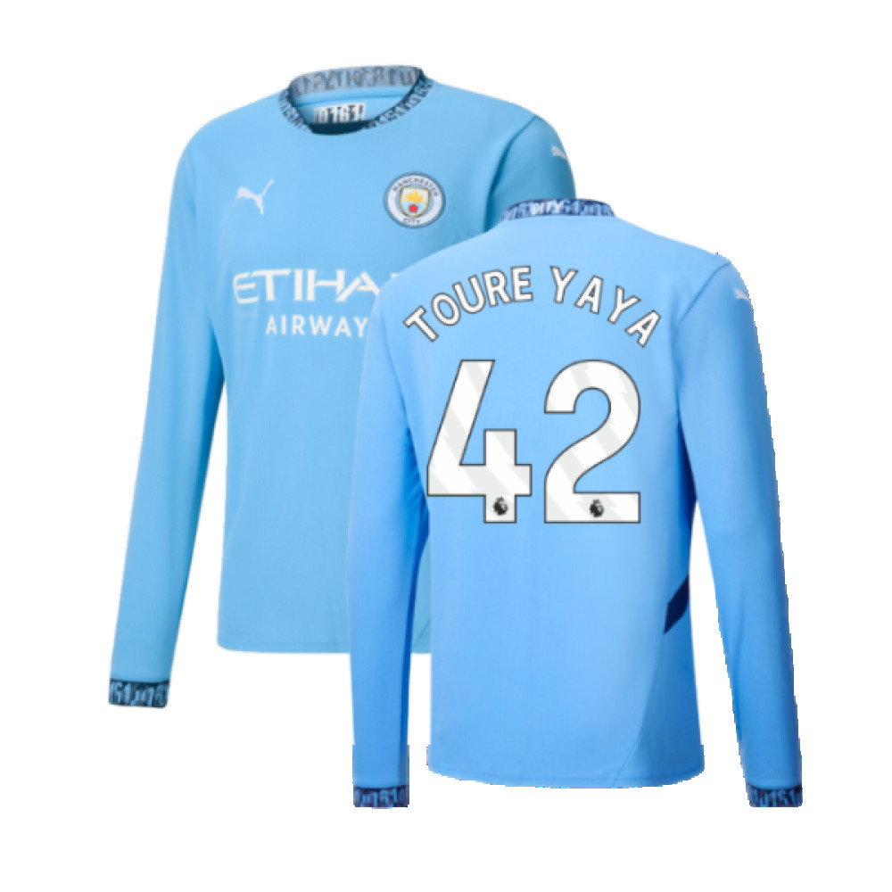 2024-2025 Man City Home Long Sleeve Shirt (Toure Yaya 42)_0