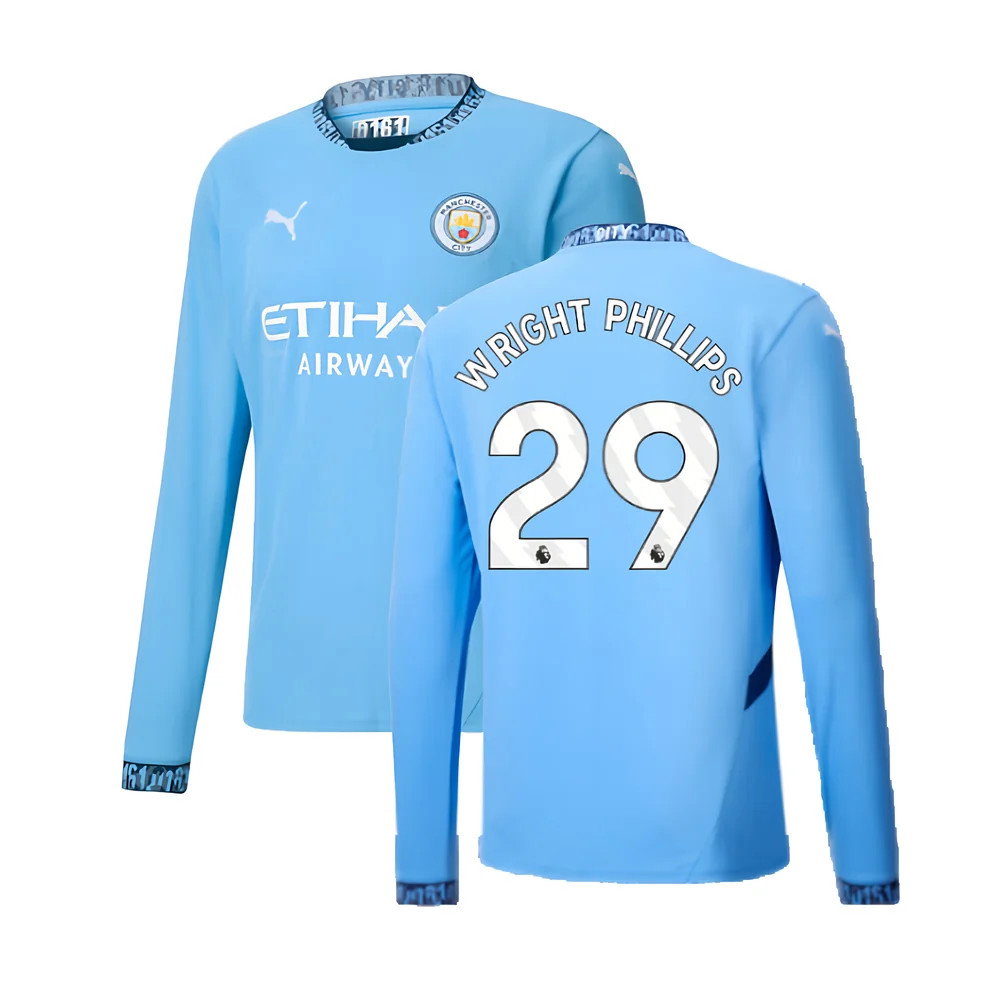 2024-2025 Man City Home Long Sleeve Shirt (Wright Phillips 29)_0