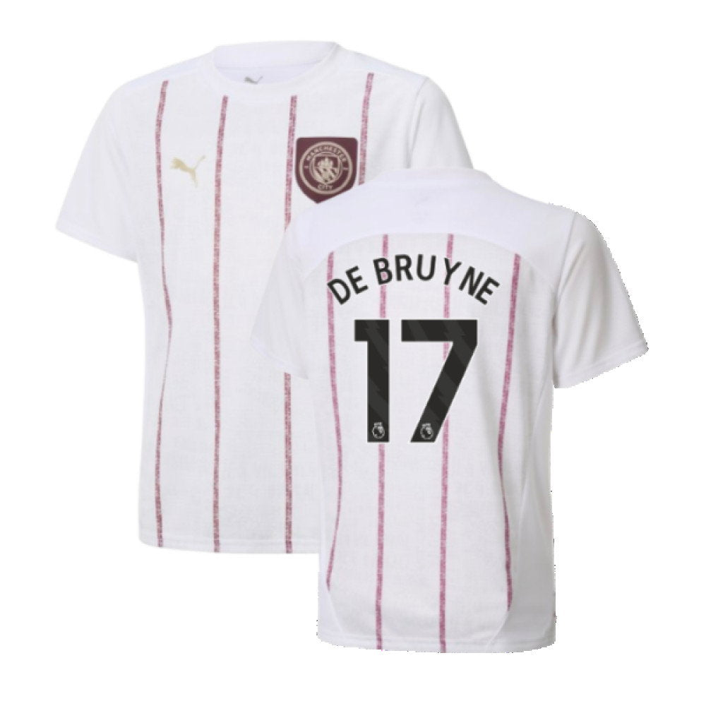 2024-2025 Man City Prematch SS Jersey (White) - Kids (De Bruyne 17)_0