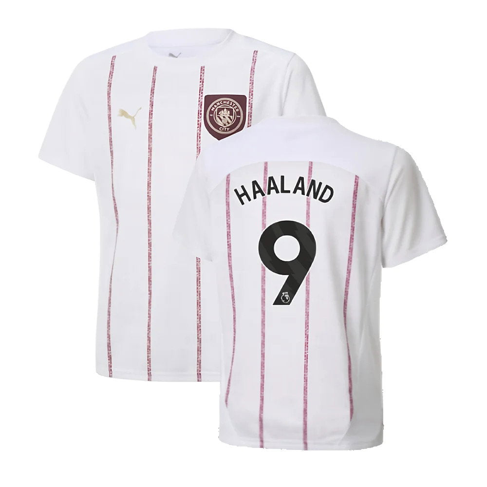 2024-2025 Man City Prematch SS Jersey (White) - Kids (Haaland 9)_0