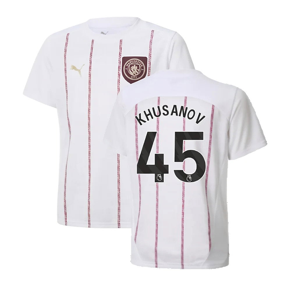 2024-2025 Man City Prematch SS Jersey (White) - Kids (Khusanov 45)_0