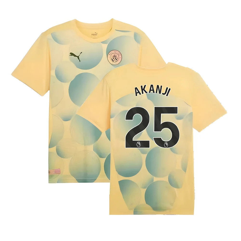 2024-2025 Man City Prematch SS Shirt (Flaxen) - Kids (Akanji 25)_0