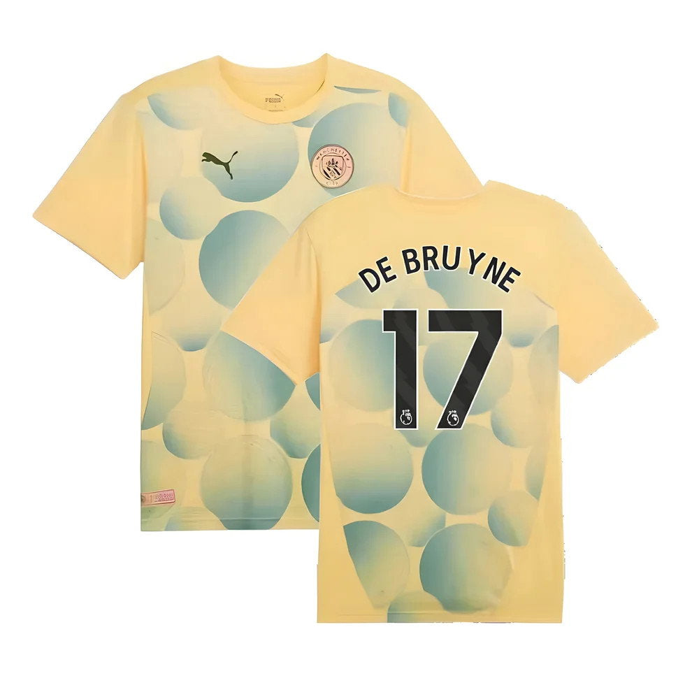 2024-2025 Man City Prematch SS Shirt (Flaxen) - Kids (De Bruyne 17)_0