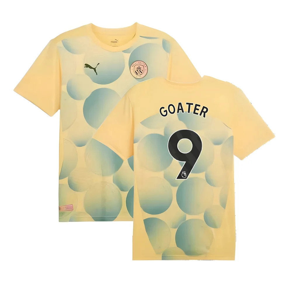 2024-2025 Man City Prematch SS Shirt (Flaxen) - Kids (Goater 9)_0