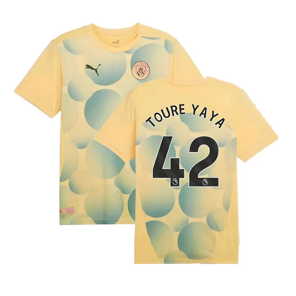 2024-2025 Man City Prematch SS Shirt (Flaxen) - Kids (Toure Yaya 42)_0