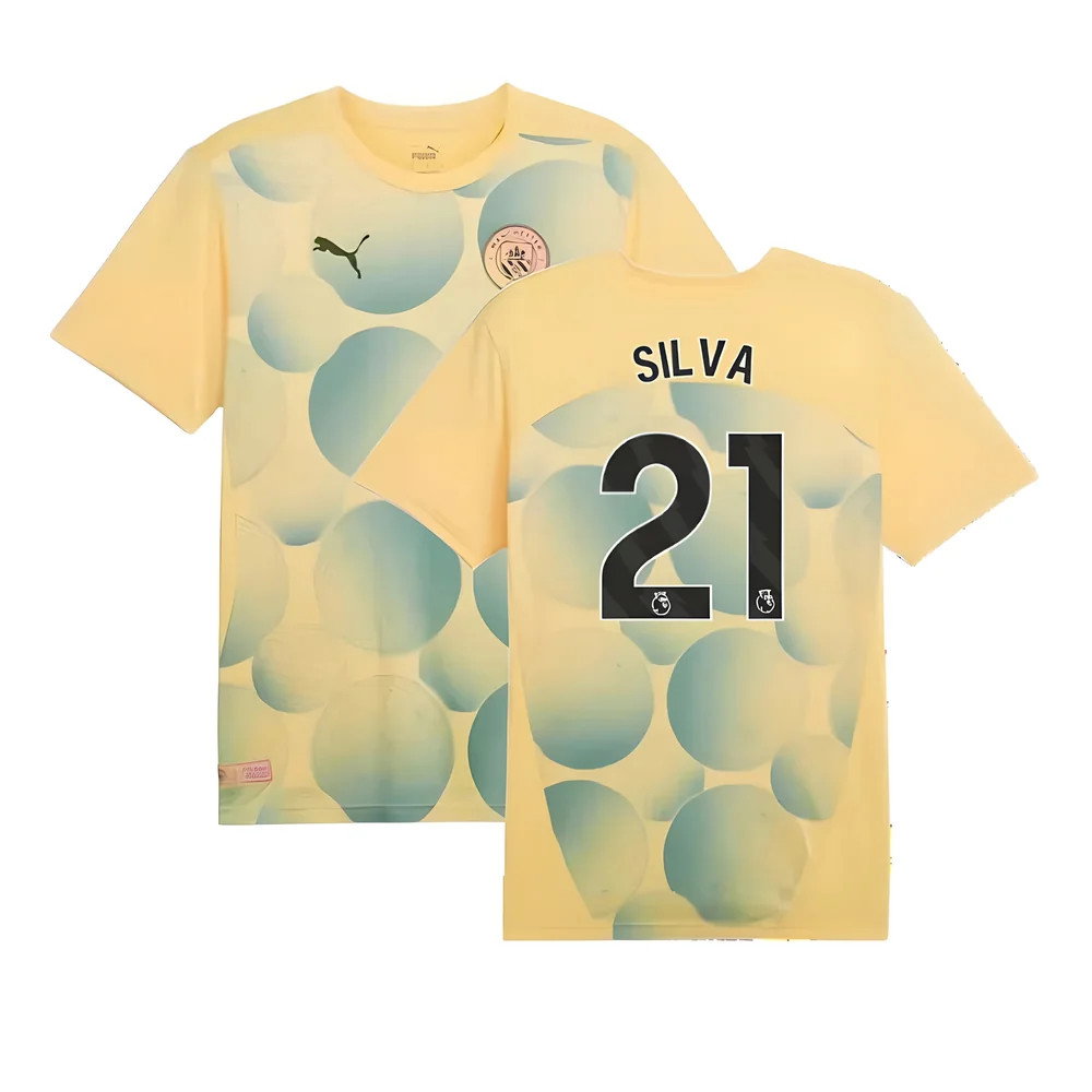 2024-2025 Man City Prematch SS Shirt (Flaxen) (Silva 21)_0