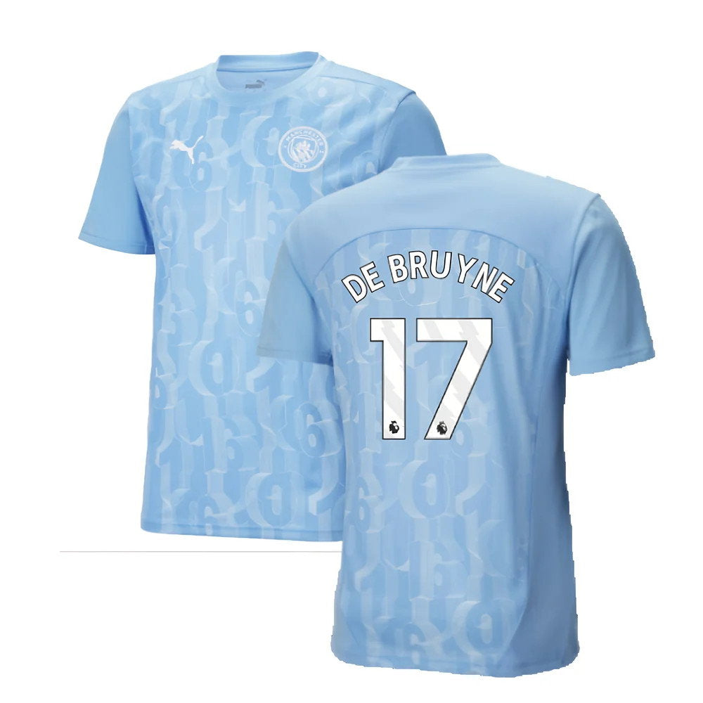 2024-2025 Man City Prematch SS Shirt (Light Blue) (De Bruyne 17)_0