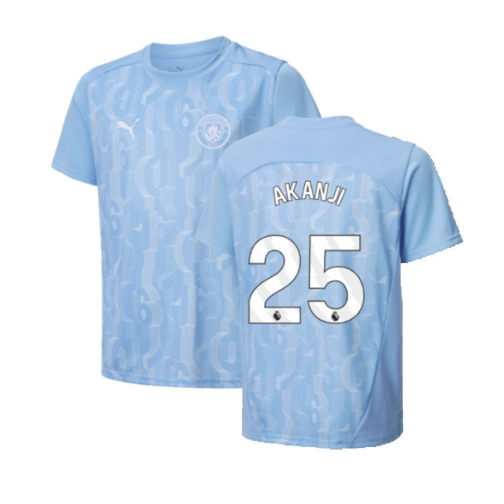 2024-2025 Man City Prematch SS Shirt (Light Blue) - Kids (Akanji 25)_0